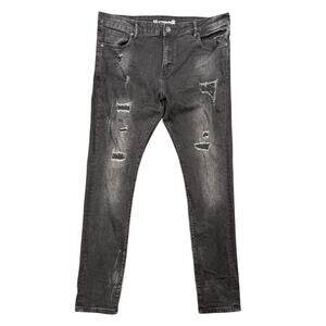 Crysp‎ Men's Denim Distressed Jeans Black Rinse Size 36/32